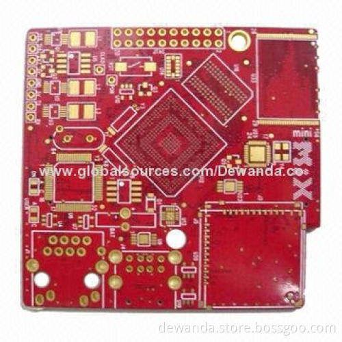 FR-4 Copper clad PCB with red solder mask